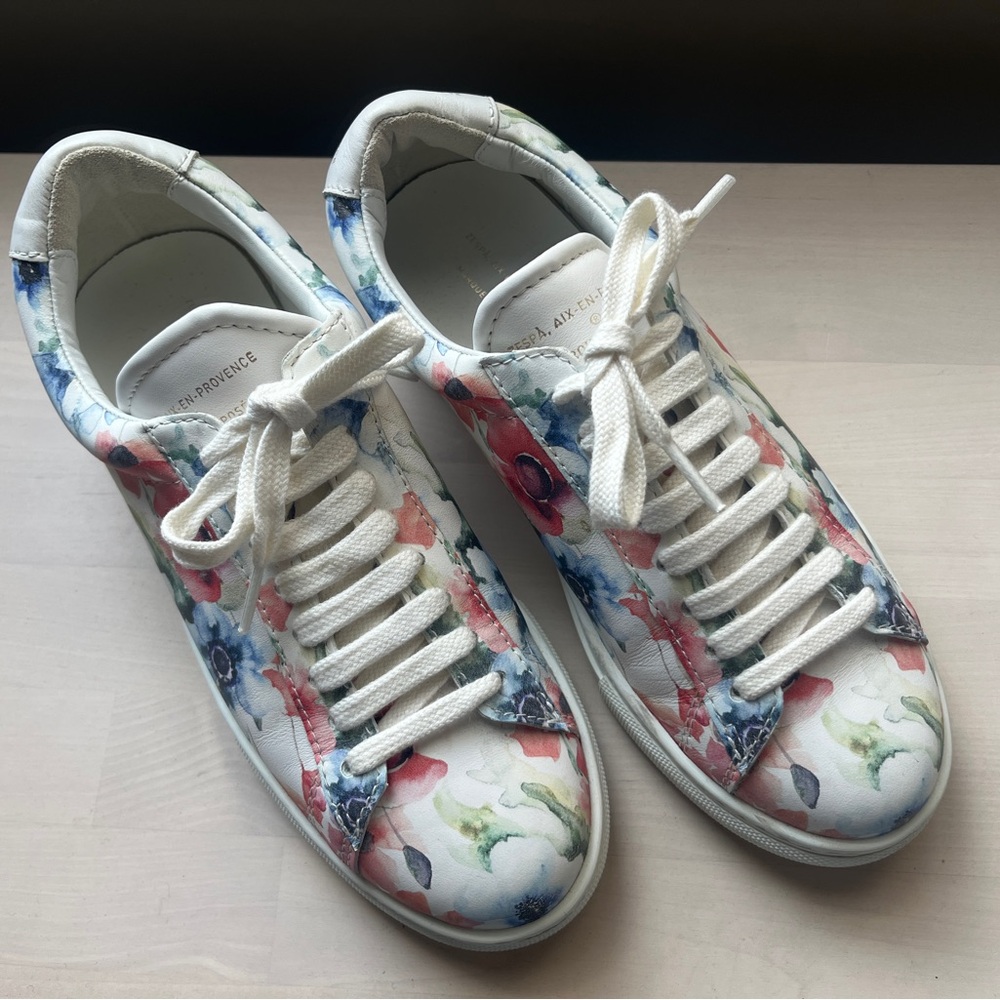Zespa Aix-en-Provence Leather Floral Low-Top Sneakers